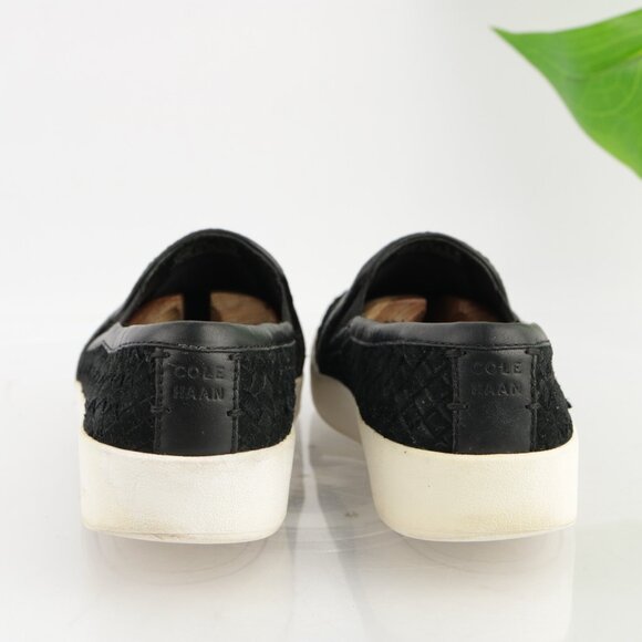 Cole Haan Womens Grandpro Slip On Shoes Size 9 Black Woven Suede Sporty Loafers - Picture 7 of 11
